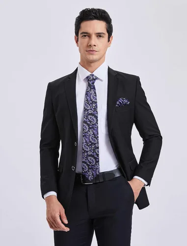 Miniatura 147 de HISDERN Corbatas para hombre, corbata de cachemira y bolsillo cuadrado tejido clásico floral para hombre, corbata de fiesta de boda