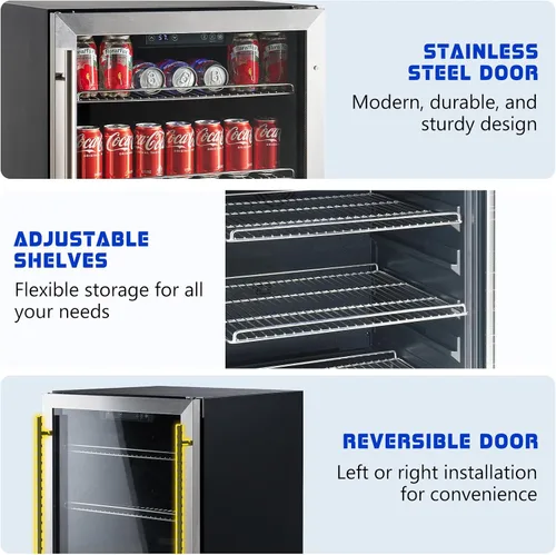 Miniatura 4 de Albott Refrigerador de bebidas - Refrigerador de 24 pulgadas con puerta de vidrio, estantes ajustables y panel táctil LED, diseño bajo mostrador