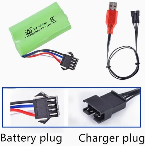 Miniatura 3 de CBB Batería recargable de iones de litio de 7.4 V 600 mAh con enchufe SM-4P y cable de cargador para pistolas de aire comprimido