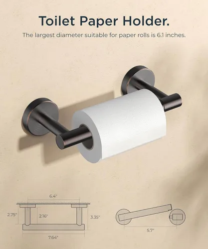 Miniatura 70 de FORIOUS Soporte de pared para papel higiénico, soporte de rollo de papel higiénico de doble poste giratorio de acero inoxidable para baño, Blanco