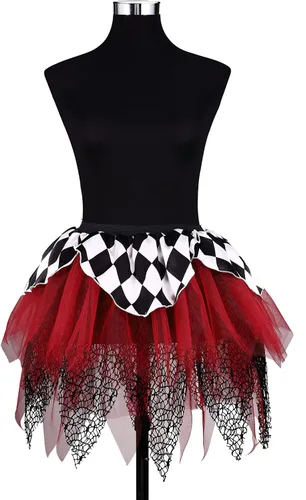 Miniatura 8 de TWINKLEDE Falda de disfraz de Halloween, faldas de tul irregulares para el Día de los Muertos, falda tutú de fiesta para mujeres y niñas