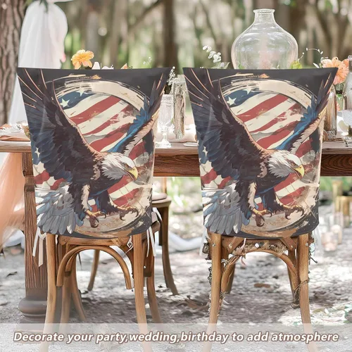 Miniatura 6 de 4th of July Independence Day Brown Bird Decorative Chair Covers for Ceremony Soft Slipcovers fundas para sillas de comedor 6 Set of 6