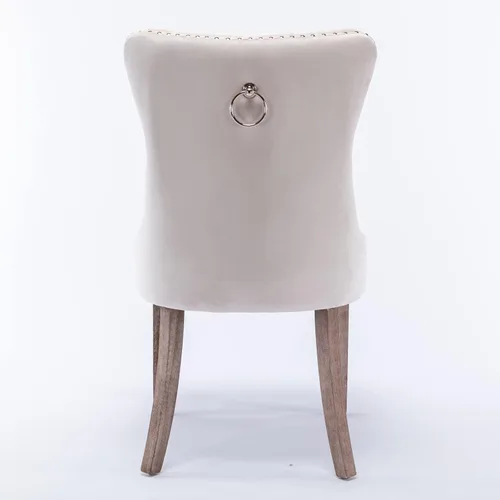 Miniatura 7 de i-POOK Juego de 2 sillas de comedor tapizadas de terciopelo, sillas de comedor con respaldo de alas con tirador de anillo, ribete de cabeza de clavo