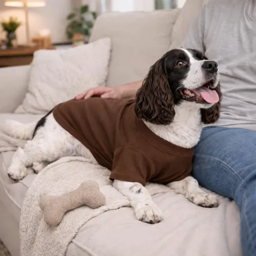 Miniatura 8 de Lovelonglong Ropa para mascotas, disfraces para perro, ropa de perro salchicha, camiseta en blanco para perros salchicha, Corgi 100% algodón, café