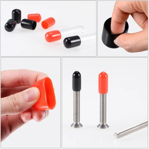 Miniatura 4 de uxcell 40 tapas redondas de goma de 3/32" 1/8" 5/32" 1/4" cubierta de vinilo negro tornillo protectores surtido