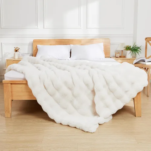 Miniatura 2 de Latepis Manta de piel sintética de lujo, manta esponjosa para sofá, manta suave y gruesa para cama y sofá, manta de felpa suave y cálida para todas