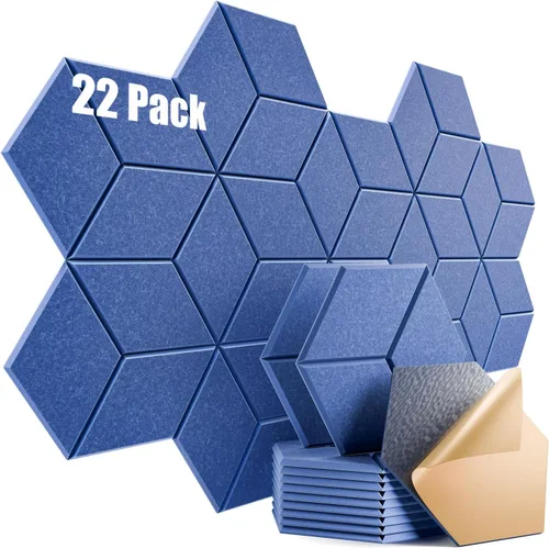 Miniatura 36 de Paquete de 12 paneles acústicos autoadhesivos de 12 x 10 x 0.4 pulgadas, paneles de espuma a prueba de sonido con alta densidad, diseño forrado