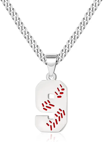 Miniatura 8 de Btysun Collares de béisbol de béisbol número 0-99 dijes de acero inoxidable para hombres, regalos de béisbol, papá, marido, regalo de Navidad