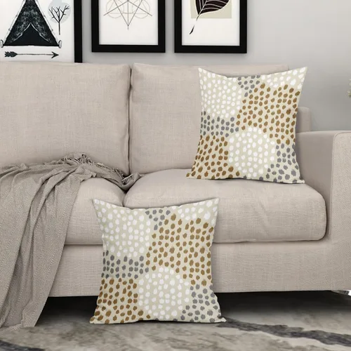 Miniatura 3 de Fundas de almohada marrón y blancas de 18 x 18 pulgadas, juego de 2 almohadas boho grises con lunares, fundas de almohada modernas estampadas