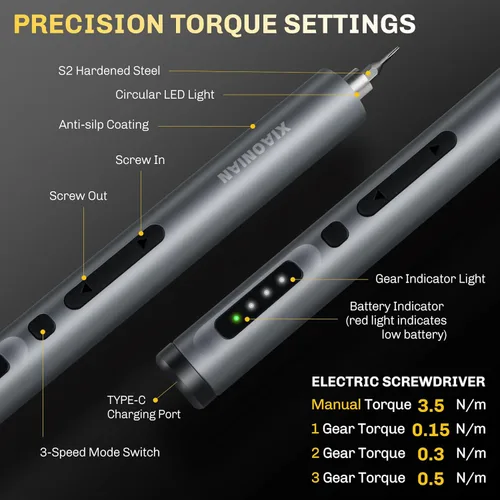 Miniatura 3 de Juego de destornilladores eléctricos de precisión de 3.7V, 50 en 1 pequeño destornillador magnético de potencia con almacenamiento, mini Gris