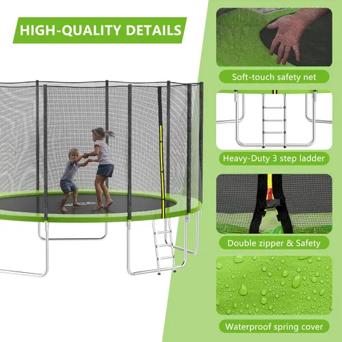 Miniatura 3 de SKOK Trampoline for Kids,400LBS Outdoor Trampoline with Net-ASTM Approved Trampoline for Children and Adults Manzana Verde (Apple Green)