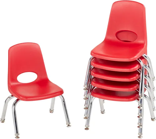 Miniatura 64 de FDP 16" Silla apilable escolar, silla de estudiante apilable con patas de acero cromado y ruedas; para aprendizaje en casa o en el aula - Gris claro