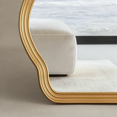 Miniatura 7 de SHYFOY Espejo de pared dorado antiguo, espejo decorativo asimétrico para decoración de pared, espejos ornamentados grandes irregulares para sala