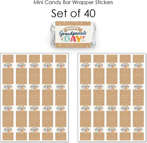 Miniatura 3 de Big Dot of Happiness Happy Grandparents Day – Mini Candy Bar Wrapper Stickers – Regalos pequeños para fiesta de abuela y abuelo – 40