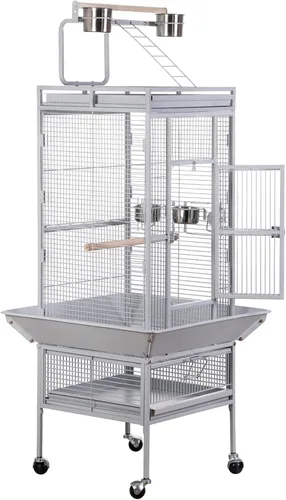 Miniatura 8 de SUPER DEAL PRO - Jaula grande para pájaros 2 en 1 de 61 pulgadas con soporte rodante Playtop loro chinchilla pinzón jaula guacamayo conure cacatúa