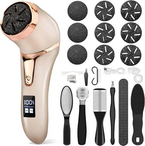 Miniatura 15 de Hoxida Removedor Eléctrico de Callos para Pies (con Aspiradora de Caspa), Cuarzo, Herramientas Recargables de Pedicura para Pies Lima para Pies, Kit