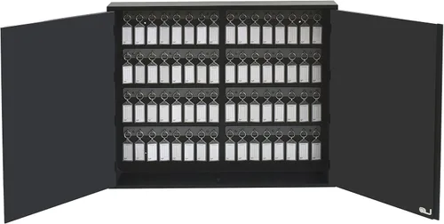 Acrimet Organizador de llaves con 64 posiciones con cerradura (montaje en pared) (64 etiquetas de humo incluidas) (gabinete negro)