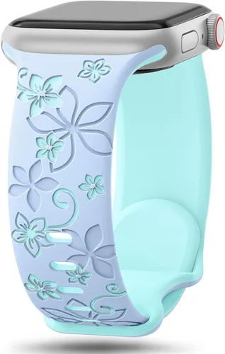 Miniatura 11 de Correas con grabado floral compatibles con Apple Watch Band de 1.49, 1.57, 1.61, 1.65, 1.73, 1.77, 1.92 pulgadas para mujeres, correas deportivas