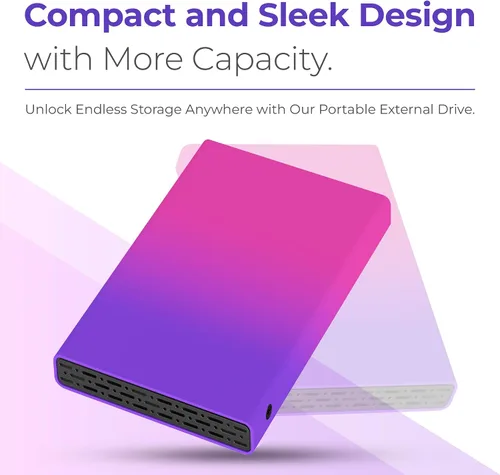 Miniatura 3 de Disco duro externo portátil de 500 GB, USB 3.0 Ultra Slim HDD de 2.5 pulgadas, almacenamiento Plug & Play para PC, laptop, escritorio, consola