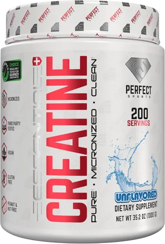 Miniatura 2 de PERFECT SPORTS Creatina esencial Monohidrato de creatina pura y micronizada Apto para veganos, sin gluten Construcción y rendimiento muscular