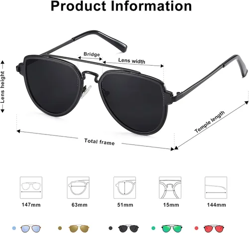 Miniatura 2 de SOJOS SJ1051 - Gafas de sol polarizadas con doble puente para hombres y mujeres