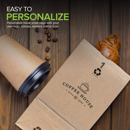 Miniatura 4 de Stock Your Home Bolsas de papel kraft pequeñas de papel marrón de 1 libra (250 unidades) bolsa de tamaño mini para empacar alimentos para desayuno