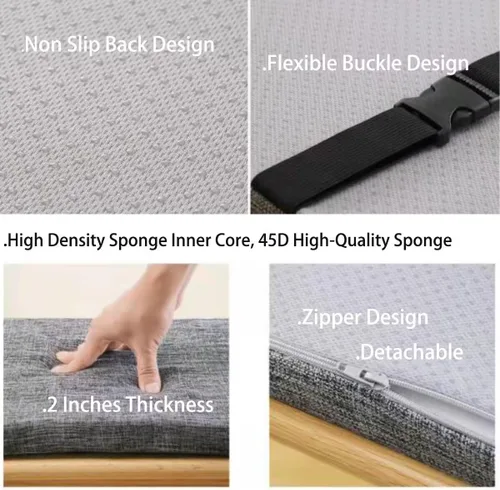 Miniatura 6 de Cojín de banco, antideslizante y grueso, para banco de patio, cojín duradero de espuma viscoelástica de alta densidad para banco de zapatos, Negro