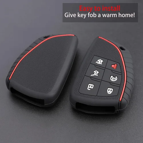 Miniatura 4 de TANDRIVE Funda para llavero para Chevy Tahoe Suburban GMC Yukon 2026 2025-2021, 6 botones, silicona, paquete de 2, color negro