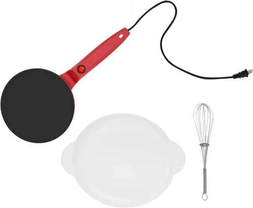 Miniatura 9 de Máquina eléctrica de crepas de 8 pulgadas de 550 W con superficie antiadherente, máquina de panqueques portátil para cocina casera, incluye bandeja