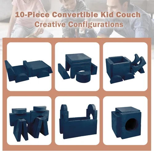 Miniatura 4 de Betterhood Sofá modular para niños, 10 piezas, sofá modular para niños, muebles imaginativos para niños creativos, muebles de dormitorio de niños