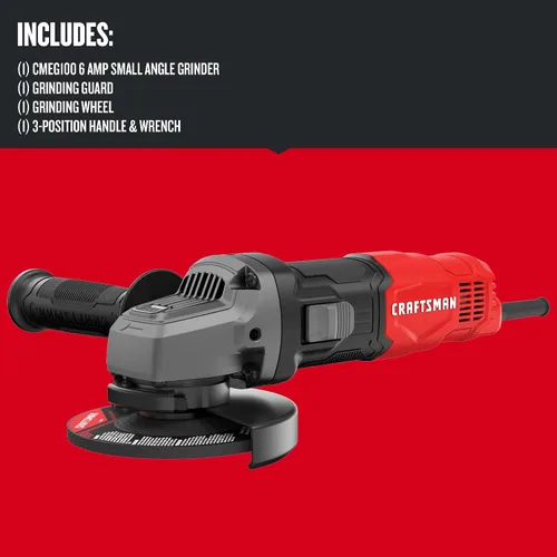 Miniatura 2 de CRAFTSMAN Herramienta amoladora angular pequeña de 4-1/2 pulgadas, 6 amperios, 12,000 RPM, con cable (CMEG100)