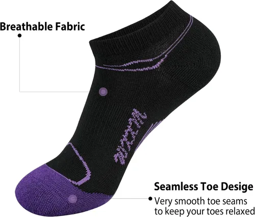 Miniatura 5 de WXXM Womens Athletic Ankle No Show Running Socks Cushioned Compression Arch Support Moisture Wicking Socks 12 Pairs