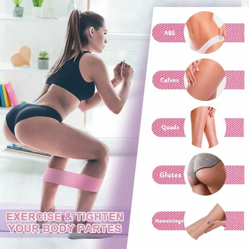 Miniatura 2 de Bandas de resistencia de tela para entrenar, 5 niveles de bandas de glúteos para mujeres y hombres, bandas de tela para ejercicio, bandas