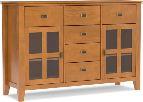 Miniatura 18 de SIMPLIHOME Artisan Buffet - Aparador de 3 puertas de madera maciza de 54 pulgadas de ancho en gris envejecido, gabinete de almacenamiento