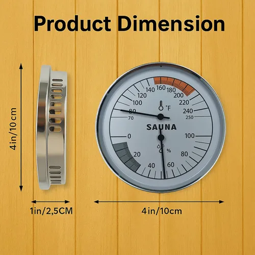 Miniatura 2 de Combo de termómetro e higrómetro para sauna – Medidor preciso de temperatura y humedad para salas de sauna, Rango de temperatura 70-250°F, Rango