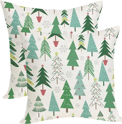 Miniatura 19 de Fundas de almohada navideñas de 18x18 pulgadas, paquete de 2, cuadros búfalo rojo y negro con ciervo, fundas de almohada decorativas, decoración
