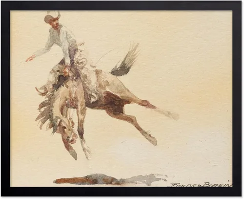 Miniatura 105 de Poster Master Póster de Rodeo marrón – Estampado retro de vaquero sobre caballo – Arte de vaquero – Arte occidental – Arte del salvaje oeste