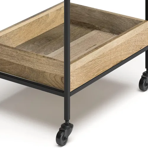 Miniatura 10 de SIMPLIHOME Simons - Carrito de barra de madera maciza de mango de 24 pulgadas de ancho, color natural, para sala de estar, comedor y cocina