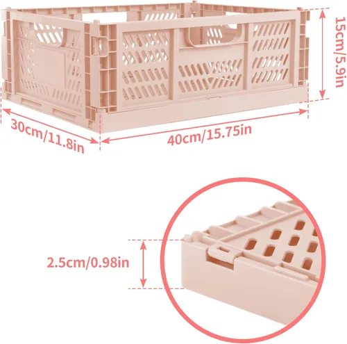 Miniatura 2 de Domiella Paquete de 2 cajas para almacenamiento, cajas de almacenamiento apilables de plástico, plegables para oficina, hogar, cocina, dormitorio
