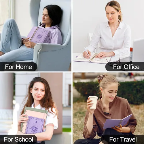Miniatura 7 de EMSHOI Cuaderno rayado en espiral para mujeres y hombres, 140 páginas numeradas, cuaderno de tapa dura con rayas universitarias para trabajo y toma