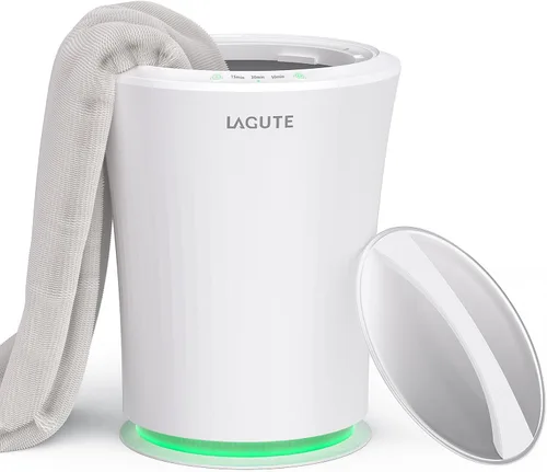 Miniatura 9 de Lagute Calentador de toallas de 20L para baño, temporizador de 3 niveles, alarma de advertencia y luz RGB, apagado automático, cubo calefactable