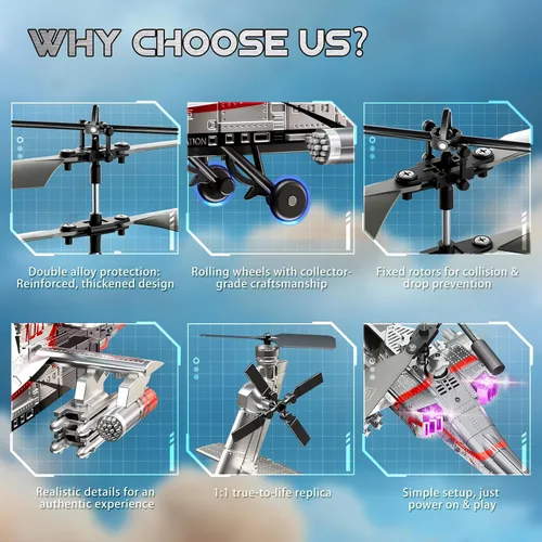 Miniatura 7 de XIKOTEC Helicóptero RC, Juguete de Helicóptero Militar a Control Remoto para Niños, Principiantes y Adultos con Mantenimiento de Altitud, Giroscopio
