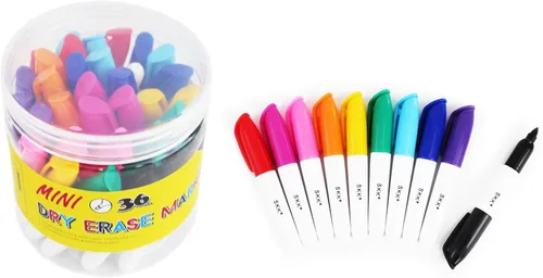 SKKSTATIONERY 36 mini marcadores de borrado en seco, marcadores de pizarra blanca, rotuladores de 3.5 pulgadas, 36 piezas/caja