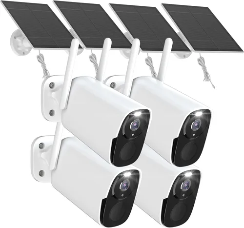 ELECCTV Cámaras de seguridad solar QHD 2K WiFi inalámbrica para exteriores, batería de 12000 mAh, IP66 impermeable, audio bidireccional, visión