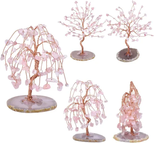 Miniatura 7 de TUMBEELLUWA Árbol de dinero de cristal curativo con rodajas de ágata, pulido de piedras preciosas pulidas, árbol bonsái, Feng Shui, decoración