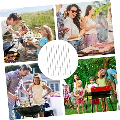 Miniatura 7 de Yardwe Parrilla de brocheta vertical, 10 piezas, pinchos de acero inoxidable