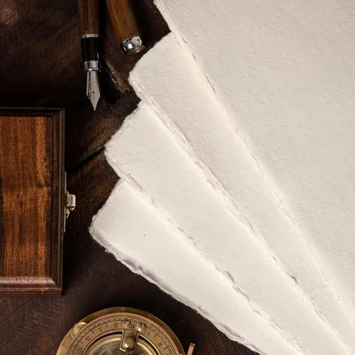 Miniatura 3 de Papel de acuarela Papel vintage de tamaño carta, 8.5 x 11 pulgadas, papel hecho a mano de 200 GSM, 50 hojas de papel de algodón reciclado, Blanco