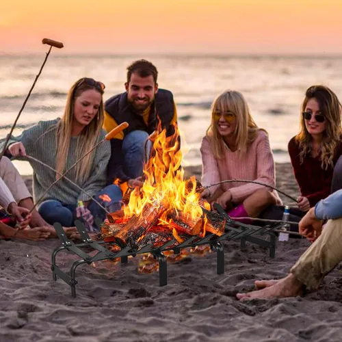 Miniatura 7 de YSEJOMP Rejilla de acero para chimenea, rejilla para estufa para quemar madera eficiente y eficaz, hogar interior y exterior, color negro mate