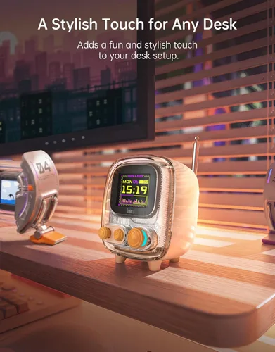 Miniatura 7 de Divoom Tiivoo-2 - Altavoz Bluetooth retro Pixel con reproducción USB-C/TF, pantalla de arte de píxeles personalizados, reloj despertador y modo