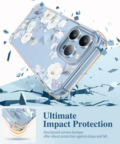 Miniatura 4 de GVIEWIN Funda diseñada para iPhone 13 Pro Case de 6.1 pulgadas, con protector de pantalla de vidrio templado + protector de lente de cámara, flor